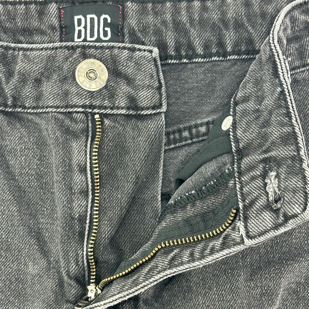 BDG Urban Outfitters Denim Jean Mini Skirt Black Wash Raw Hem - Picture 2 of 13